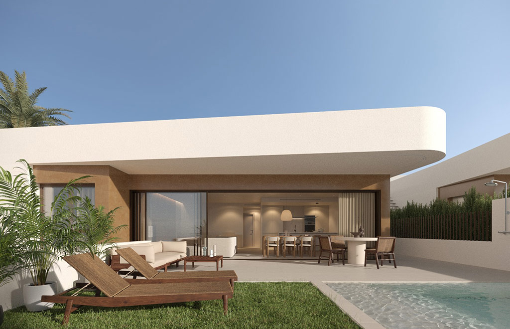Quad villa on one level with 3 bedrooms and pool in Dolores
