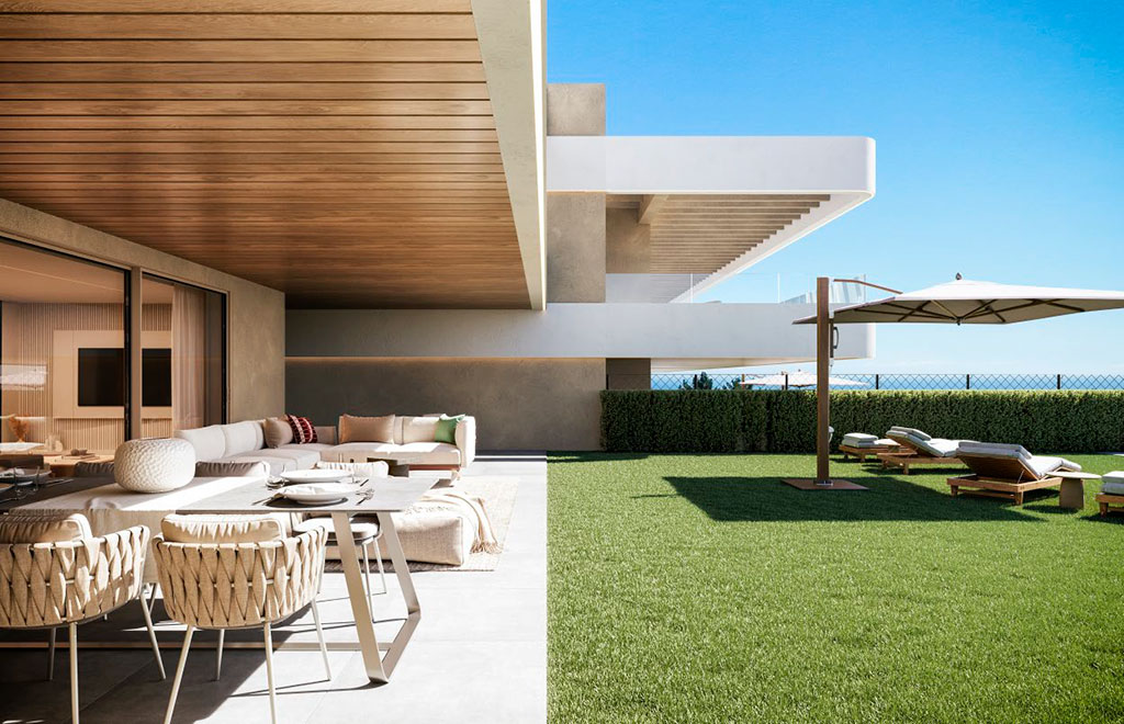 Apartamento en planta baja con 1 dormitorio y jardín privado en Estepona