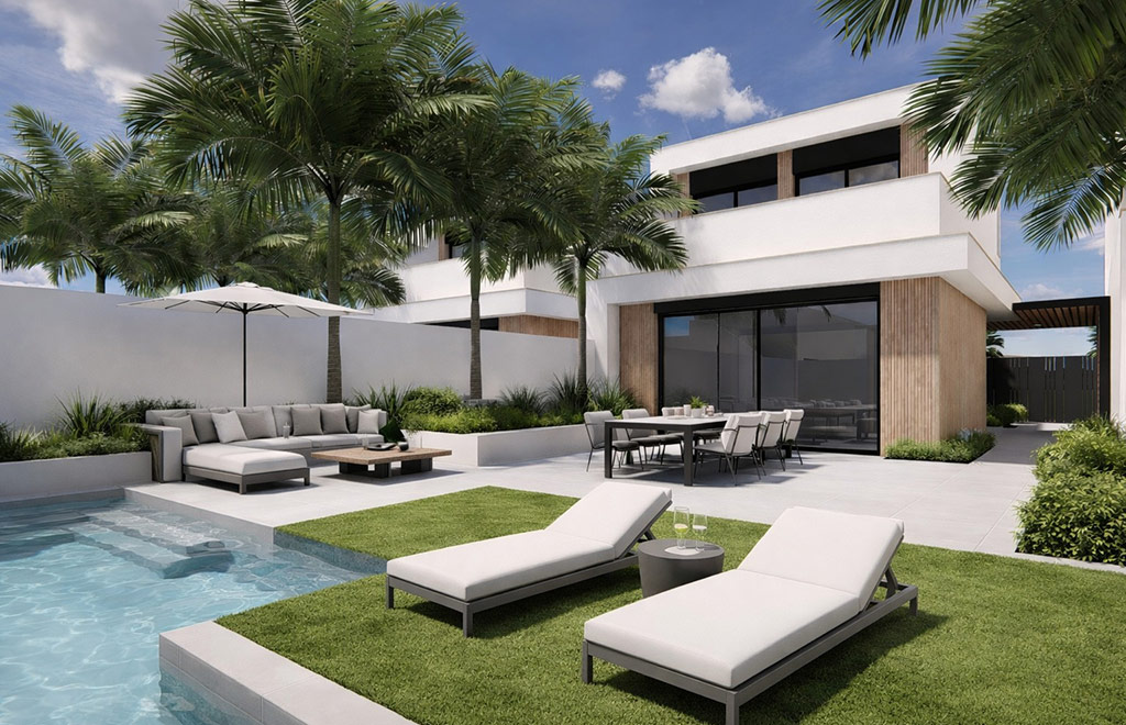 Villas con 3 dormitorios y piscina en Los Alcázares