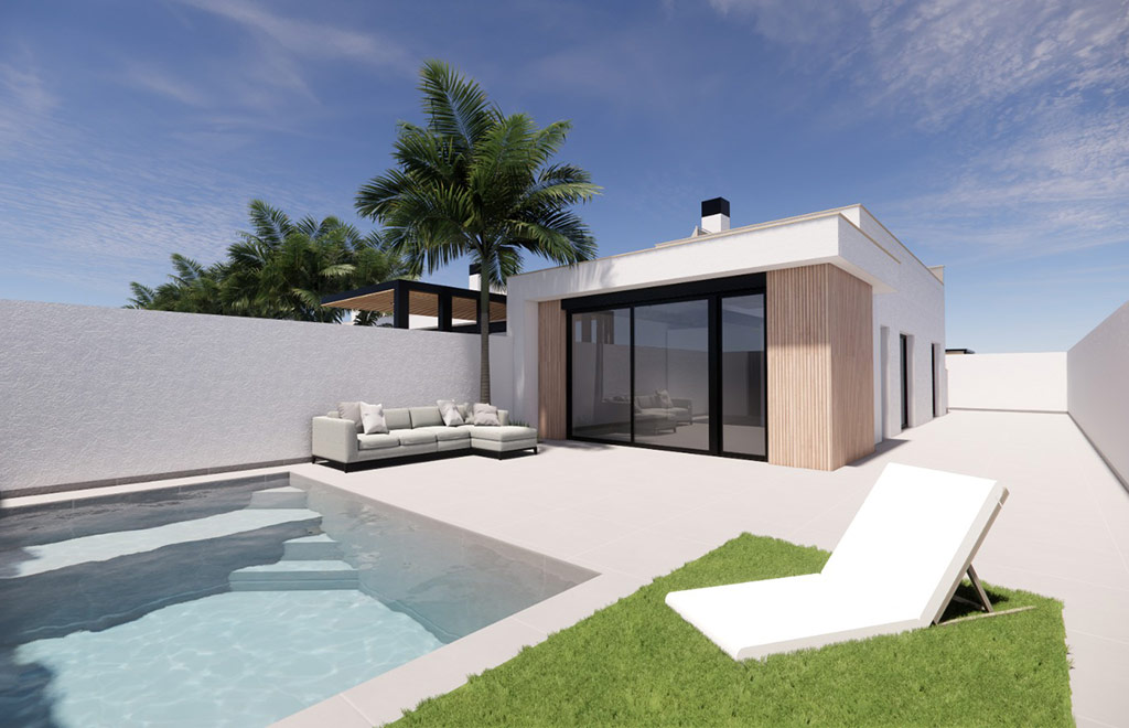 Villa on one level with 2 bedrooms and private solarium in Los Alcázares