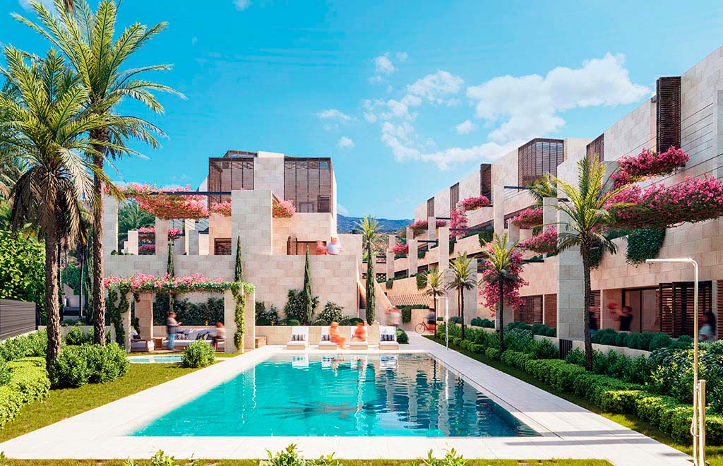 Apartamentos en planta baja con 2 dormitorios y terraza en Estepona
