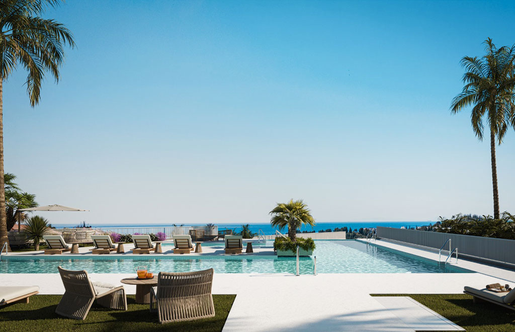 Apartamentos con 3 dormitorios y vistas al mar en Mijas Costa
