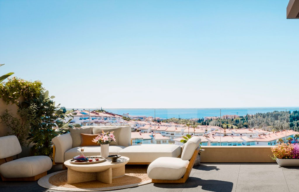 Áticos con 2 dormitorios y vistas al mar en Mijas Costa