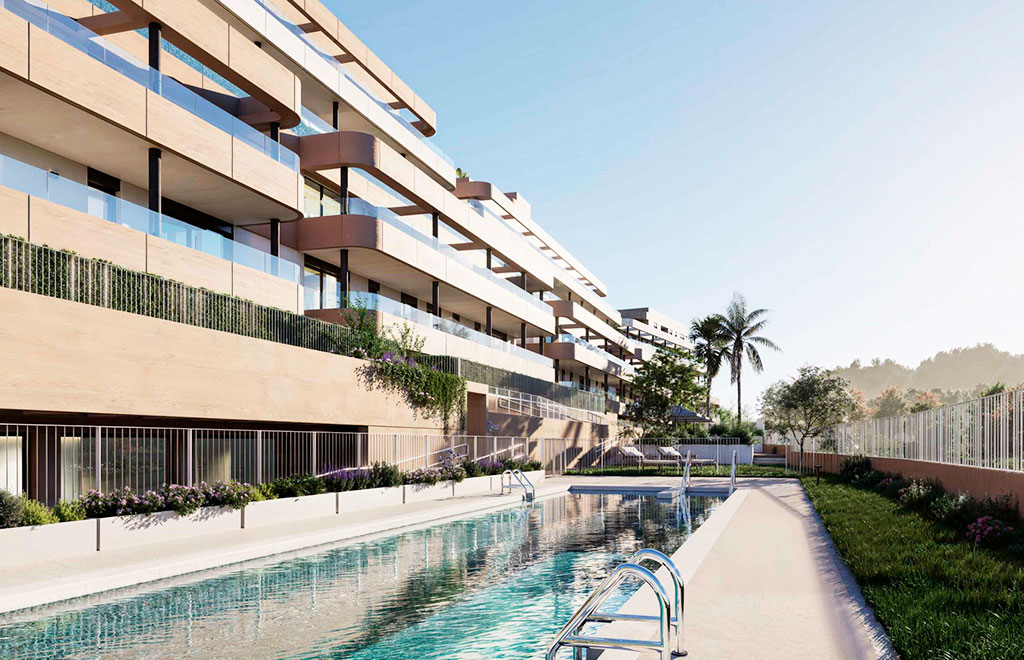 Frontline golf apartments with 2 bedrooms in Estepona