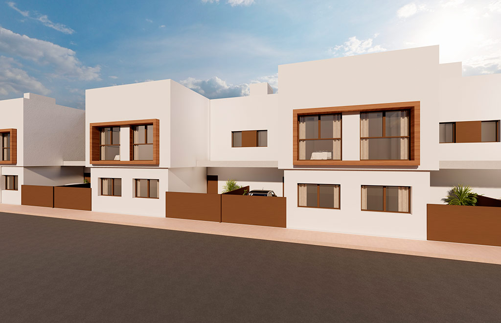 Terraced villas with 3 bedrooms, private pool and solarium in San Javier,