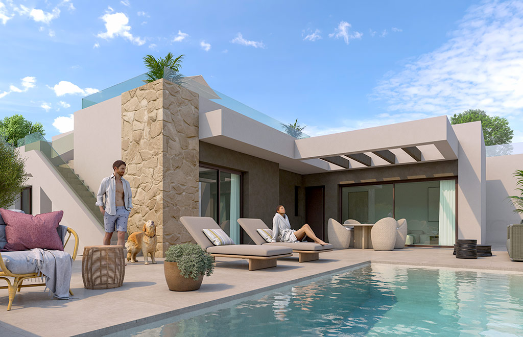 Villa on one level with 3 bedrooms and private pool in Benijófar