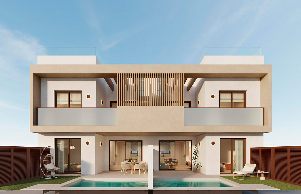 Apartments with a private garden and pool, close to the beach in San Pedro del Pinatar