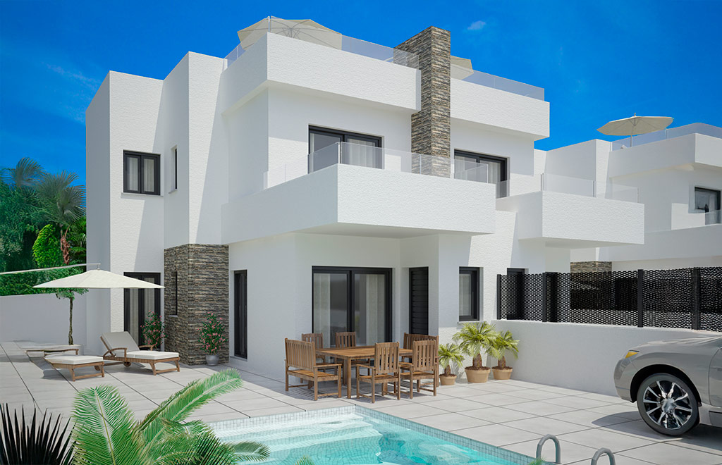 Semi-detached villas with 3 bedrooms and private pool in Vistabella Golf
