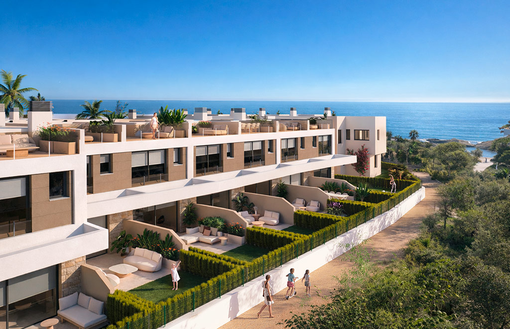 Terraced villas with sea views and a private solarium, close to the beach in El Campello