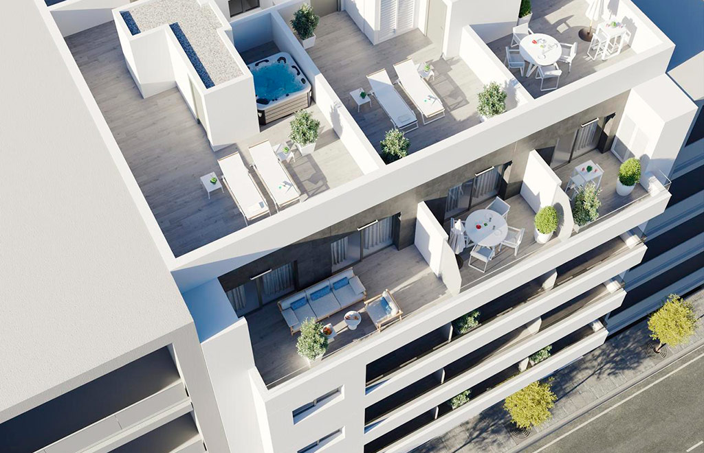 Penthouse with 3 bedrooms and private solarium, 400m to the beach in Torrevieja