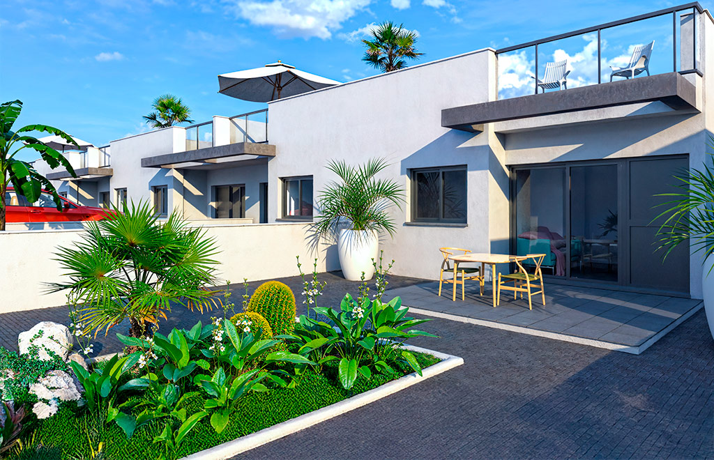 Corner terraced villa with 3 bedrooms, garden and solarium in El Verger