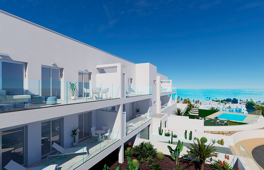 Ground-floor apartments with 3 bedrooms and sea views in Mojácar