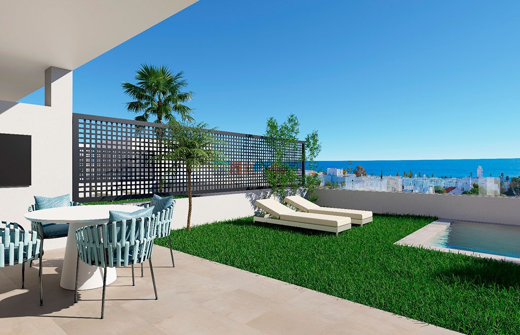English Terraced villa with 3 bedrooms, basement and private pool in Mojácar