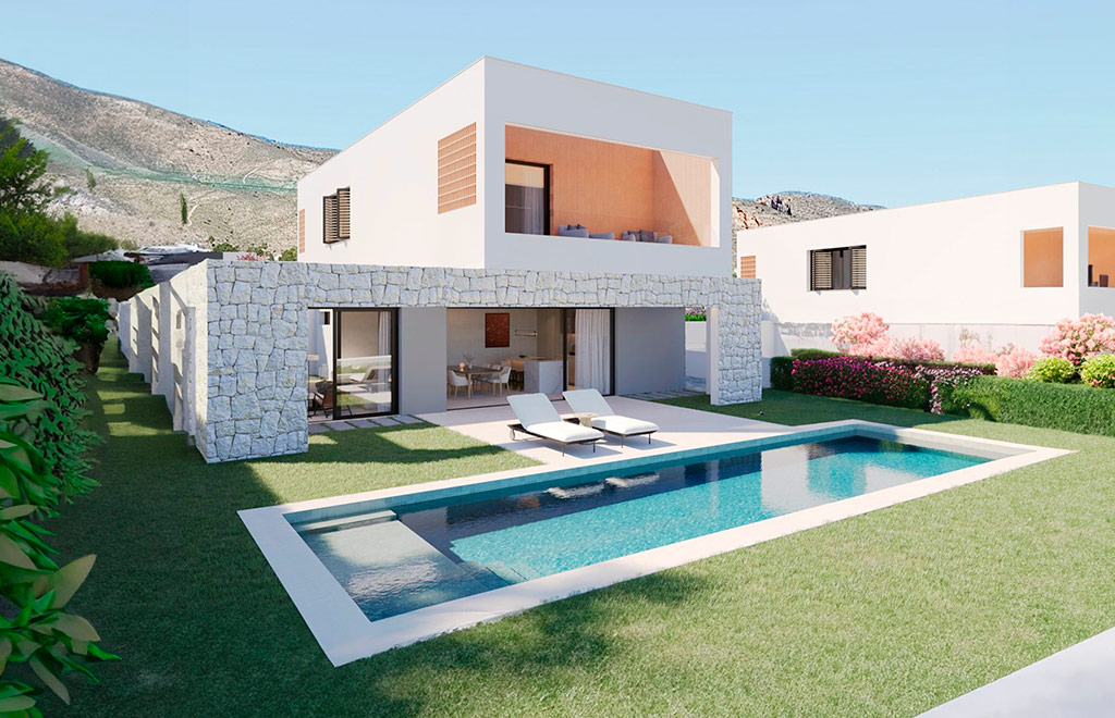 Modern villa with 4 bedrooms, private pool, and panoramic views in Finestrat